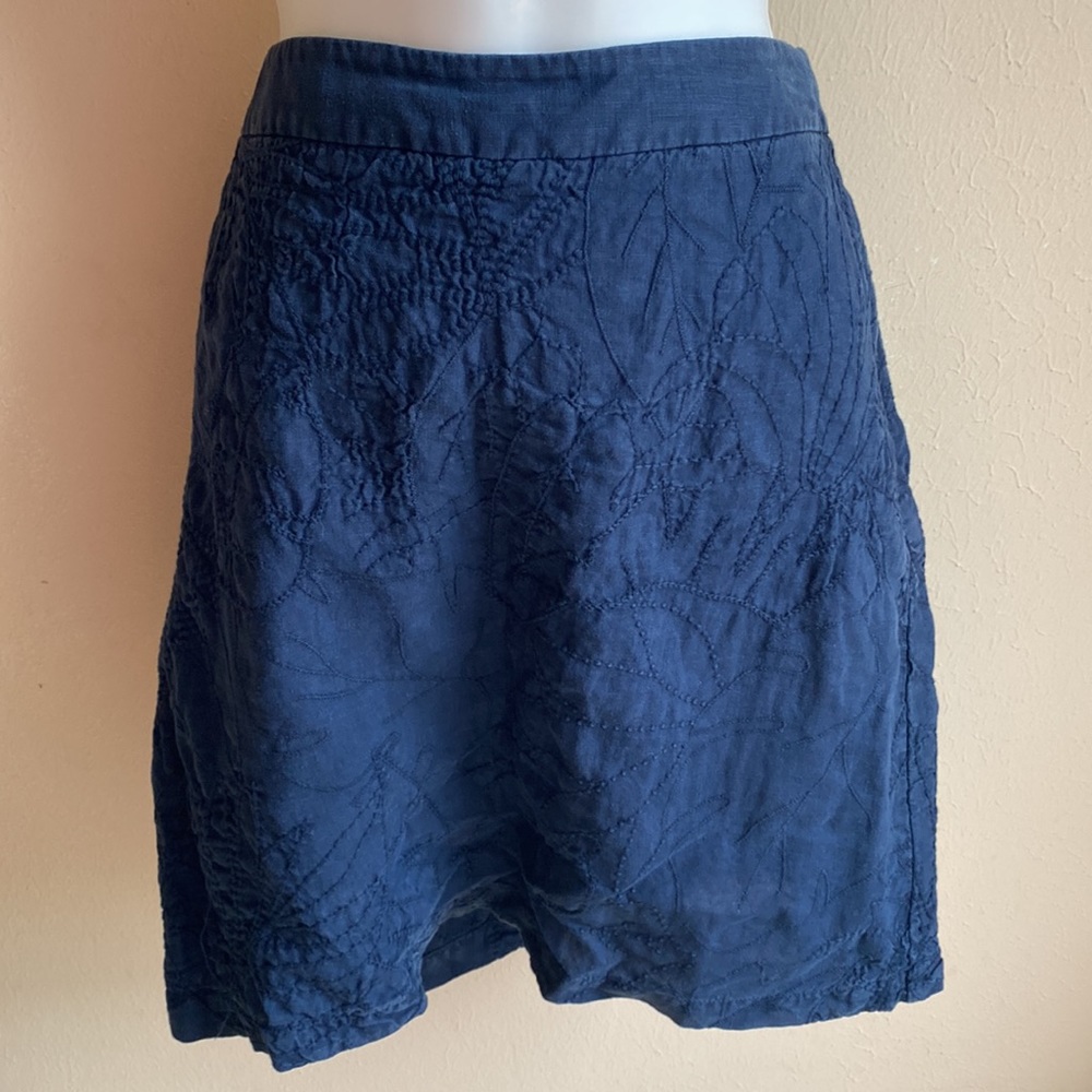 Tommy Bahama A line Navy Linen Skirt 8 NWT
